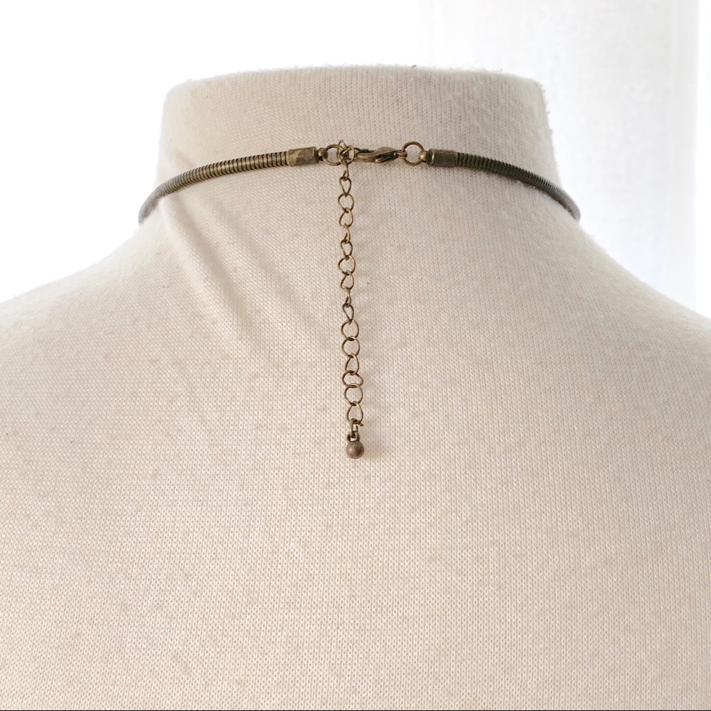 Geometric Brass Statement Necklace - image 4